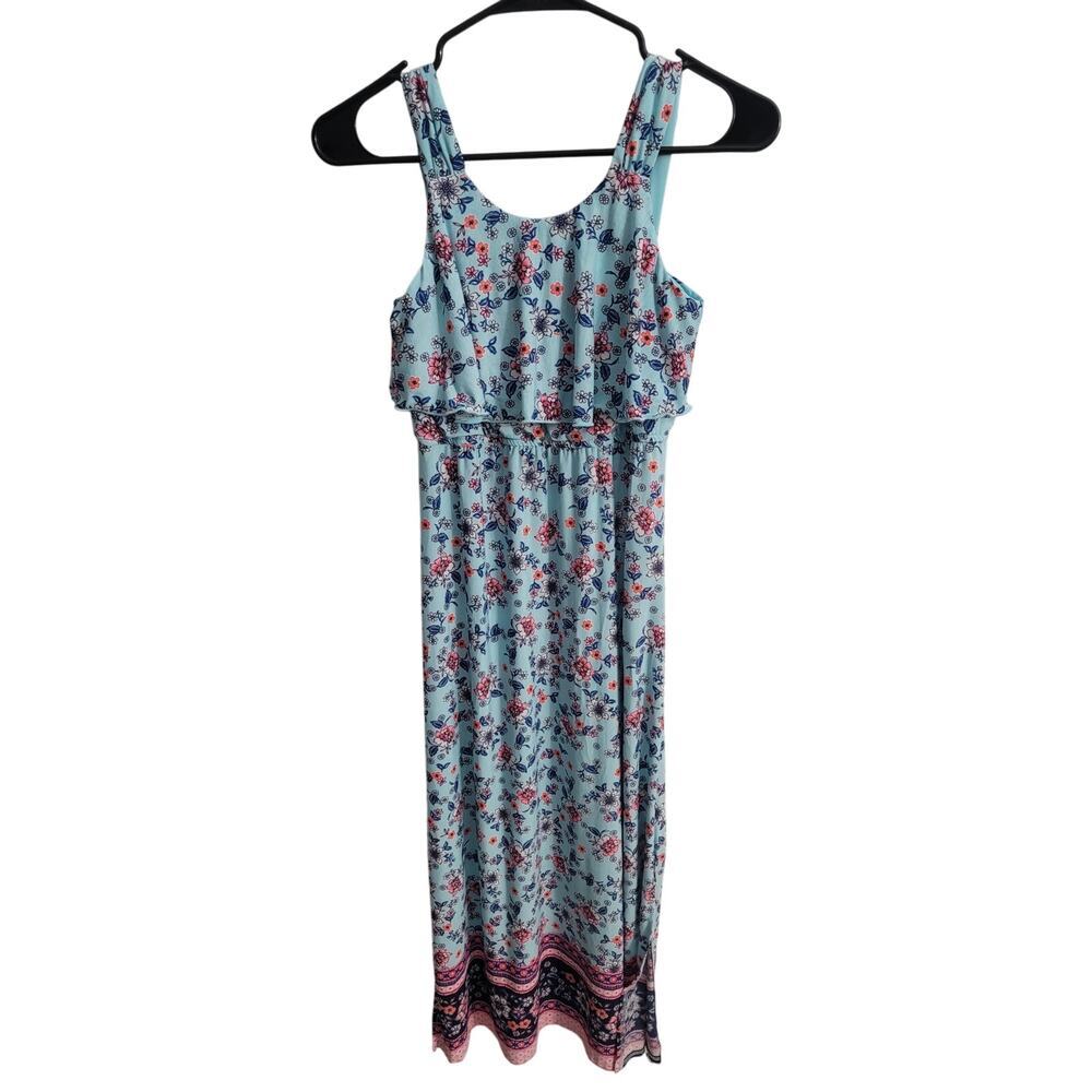 Girls Blue Floral Maxi Dress Youth Size Large